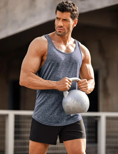 Vista 3 de COOFANDY Camisetas sin mangas para hombre, paquete de 3 camisetas sin mangas para gimnasio, espalda en Y, entrenamiento muscular, culturismo
