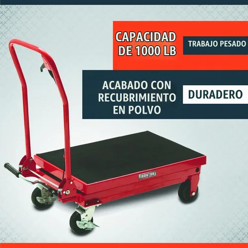 Vista 2 de Ironton Carro de Mesa Hidráulica, 1,000 Lb. Capacidad, 34 3/4in. Elevación