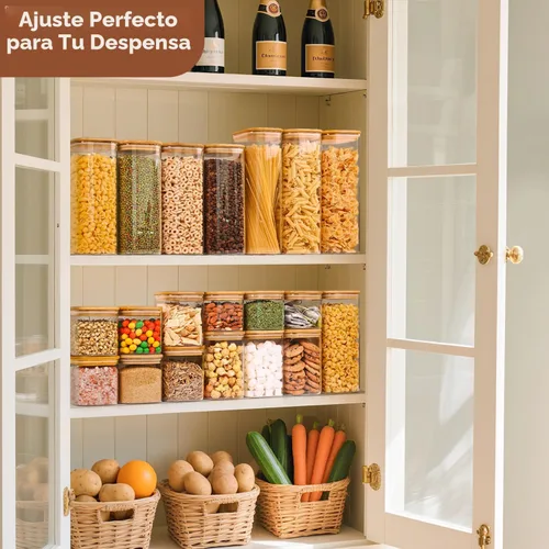 Vista 6 de ComSaf Recipientes de almacenamiento de alimentos con tapas herméticas, juego de 6, recipiente de vidrio transparente con tapa de sellado