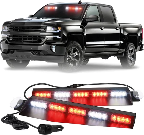 Vista 11 de XRIDONSEN - Luces estroboscópicas para visera de 34 pulgadas, 40 LED, color verde ámbar, luces de emergencia Warning Hazard Caution Safety Lights