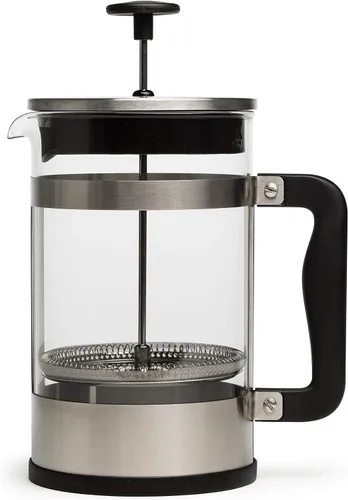 Vista 3 de Cafetera artesanal 2 en 1 de 51 onzas, cafetera fría y prensa de café de 12 tazas, acero inoxidable cepillado
