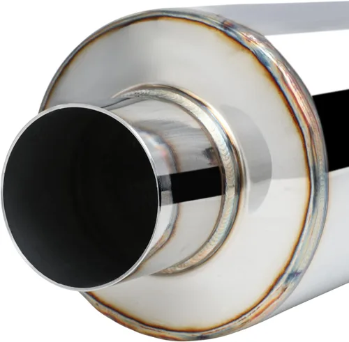 Vista 5 de M-AUTO Silenciador universal de entrada de 2.5 pulgadas y salida de 4 pulgadas, accesorios de acero inoxidable resistente, punta de corte recto