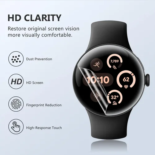 Vista 5 de EGV 6 unidades para Google Pixel Watch 45mm Protector de pantalla, Protector de pantalla para Pixel Watch 4/3 [Película flexible mejorada]