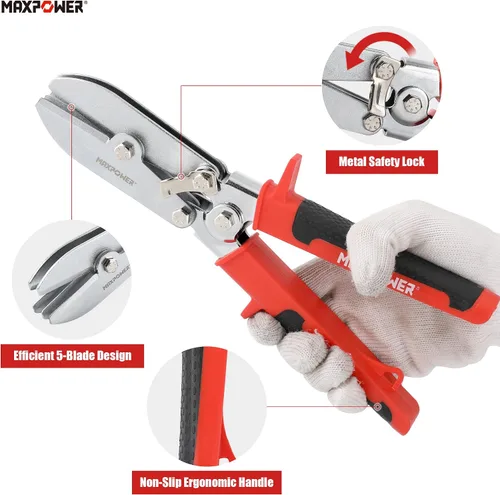 Vista 3 de MAXPOWER Crimpadora de chapa metálica, herramienta de crimpado de conductos de 5 cuchillas, herramienta Hvac de 9.8 pulgadas para conductos de acero