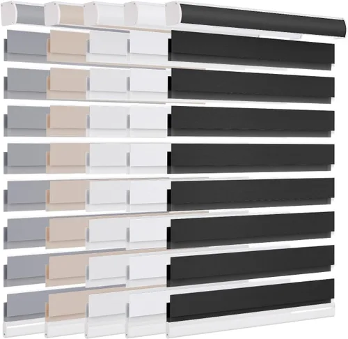 Vista 21 de Changshade - Persianas de cebra personalizadas con cordón, persianas enrollables de cebra con bloqueo de luz (85%) con cordón, persianas enrollables