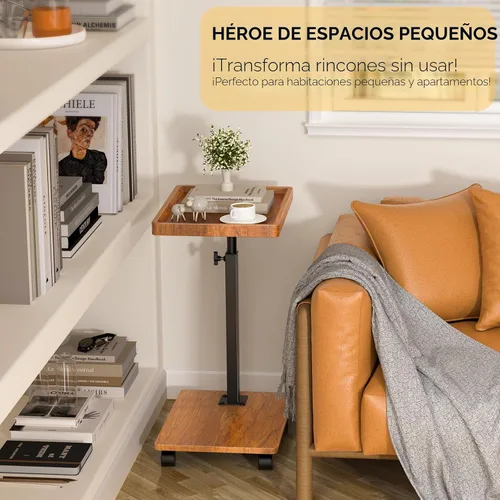 Vista 3 de XNSDXV Mesa C Mesa Auxiliar de Altura Ajustable, Mesa de Bandeja Giratoria de 360° para TV para Espacios Pequeños, Mesas de Sofá que se Deslicen