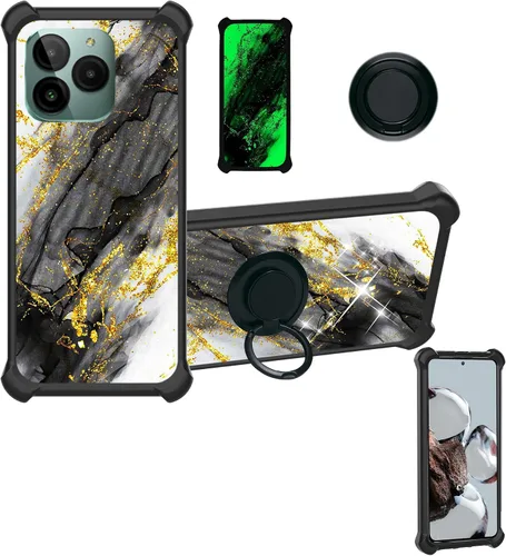 Vista 20 de Aroepurt Cricket Ovation 2 - Funda compatible con AT&T Maestro Max (2021) [PC duro + silicona suave] [purpurina dorada + luminosa] JSH-HDL
