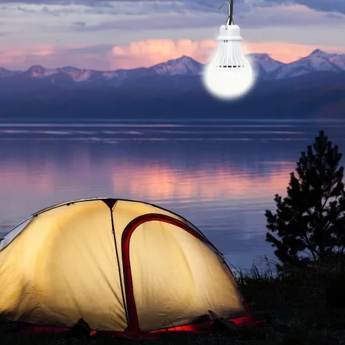 Vista 3 de Paquete de 2 bombillas de luz USB, linterna de luz LED USB para acampar, luz de tienda con cable de 8.2 pies de longitud extra y cable USB en Y