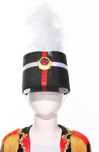 Vista 2 de Kids Drum Band Hat with Feather Toy Soldier Hat Drum Major Hat Costume Ceremonial Hat Majorette Hat