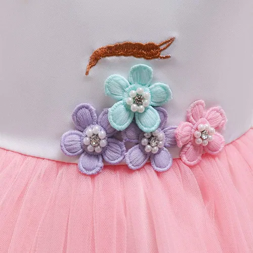 Vista 5 de COTRIO Unicorn Costume Fancy Dress Up Flower Girls Dresses Pageant Party Evening Gowns Halloween Tutu Dress