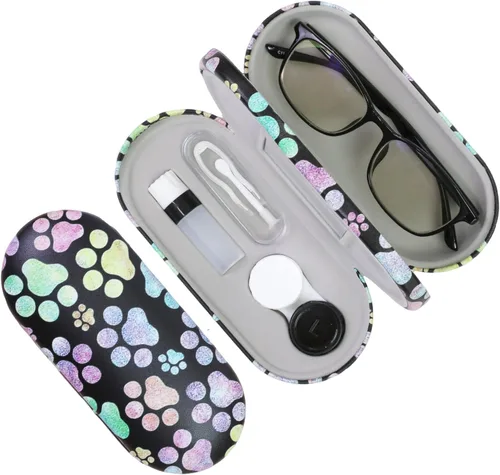 Vista 14 de Estuche 2 en 1 para Lentes de Contacto y Anteojos para Mujeres, Hombres y Niños, Estuche Duro Portátil de Doble Cara para Anteojos de Viaje