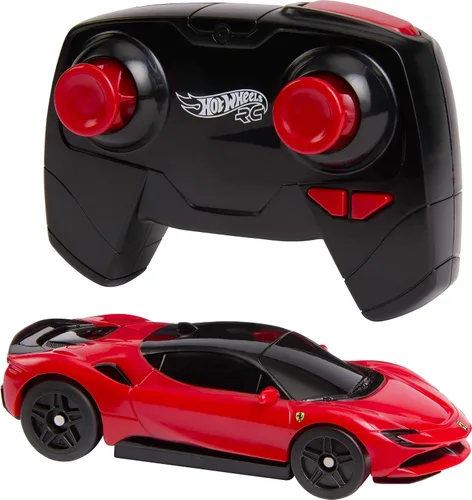 Vista 6 de Hot Wheels RC Vehículo Ferrari SF90 Stradale Assetto Fiorano a escala 1:64 Remote-Control 1:64 Scale Toy Car Recharges with USB Cable, Race On and