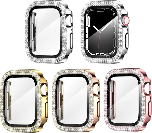Vista 19 de Goton Paquete de 4 Fundas con Diamantes de Imitación para Apple Watch, Protector de 38mm para Series 3/2/1, Funda con Diamantes de Imitación