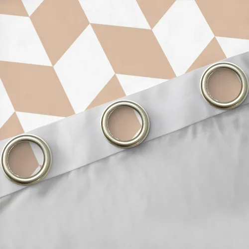 Vista 5 de Feelyou Beige Brown and White Curtains for Bedroom Living Room Modern Geometric Blackout Shades Abstract Checkered Room Darkening Curtain Rhombus