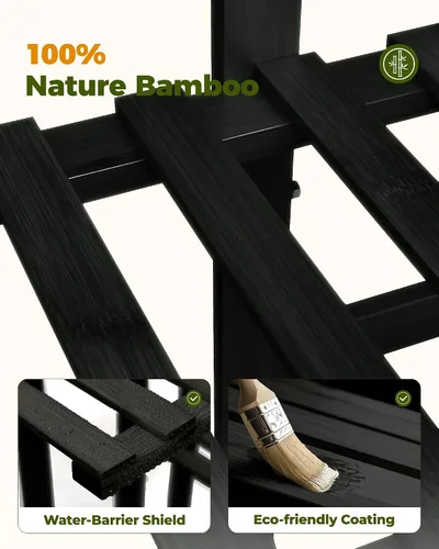 Vista 6 de Bamworld Soporte de bambú para plantas de interior con 6 niveles, estante de plantas de exterior, soporte de esquina para múltiples plantas, soporte
