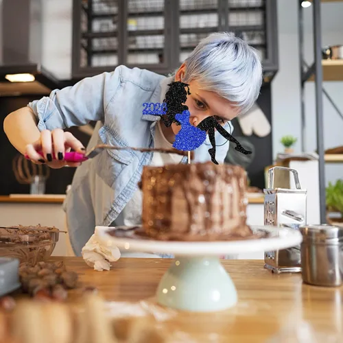 Vista 3 de 1 paquete de decoración para tarta de graduación para niña, con purpurina, para diploma, decoración para adultos mayores 2026, para niñas, escuela