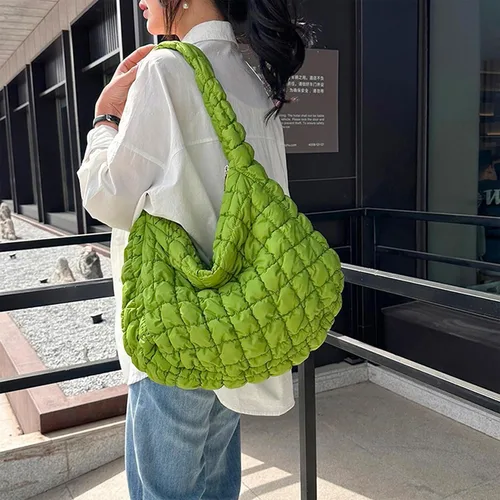 Vista 7 de Bolsa acolchada para mujer, bolsa de hombro acolchada, bolso grande tipo hobo ligero, de nailon acolchado