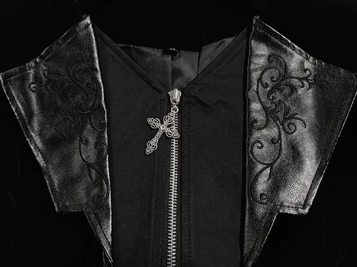 Vista 5 de Chaqueta medieval steampunk para hombre, estilo vampiro, gótico, victoriano, pirata, abrigo