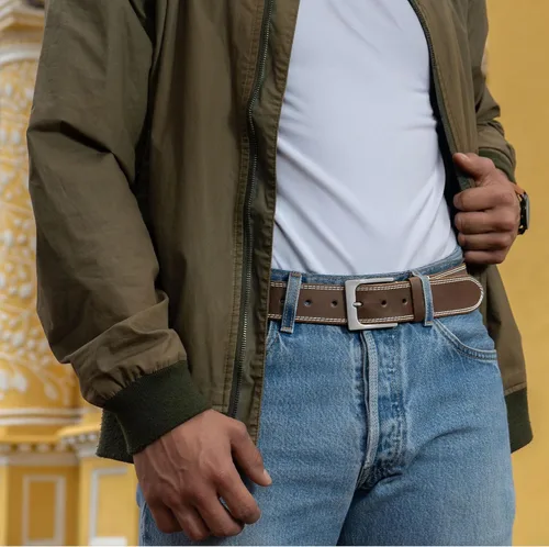 Vista 12 de Hide & Drink, Cinturón de cuero de grano completo de doble hilera para hombre, estilo occidental, accesorio casual de vaquero, hecho a mano