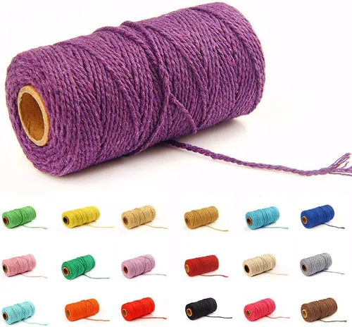 Vista 15 de Cordón de macramé de algodón 2 mm x 109 yardas, cuerda de algodón colorida para manualidades DIY, ganchos de plantas (Beige)