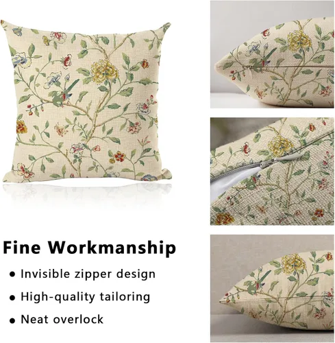Vista 3 de eshabear Funda de almohada de 18 x 18 pulgadas, decoración del hogar, diseño de vid de viento chino, flor de algodón, funda de cojín para sofá