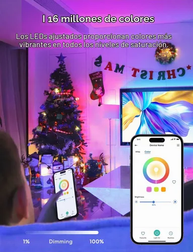 Vista 8 de meross Bombilla LED inteligente, bombillas LED WiFi inteligentes compatibles con Apple HomeKit, Siri, Alexa, Google Home y SmartThings, regulable