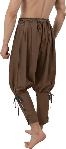 Vista 2 de Renaissance Ankle Banded Pants Men Medieval Pirate Loose Linen Trousers