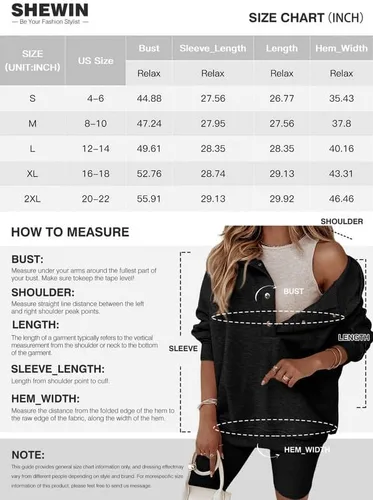 Vista 4 de SHEWIN Sudaderas con capucha para mujer, casual, de gran tamaño, con botones, cuello en V, manga larga, sudadera con capucha