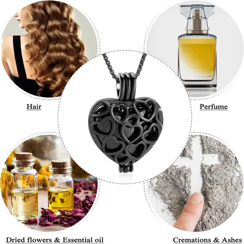 Vista 38 de Collar con medallón de cremación conmemorativa con corazón eterno con mini urna para cenizas de seres queridos