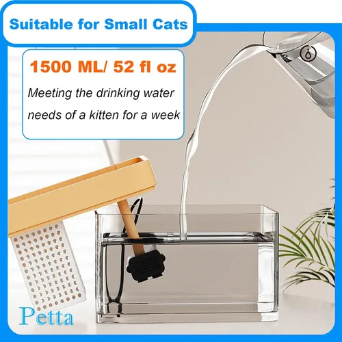 Vista 4 de Fuente de agua USB para gatos, dispensador de agua para perros para camping, fuente automática para mascotas con tubo de salida curvado acrílico
