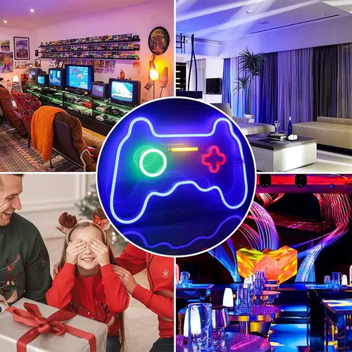 Vista 5 de Letreros LED de neón, con forma de gamepad para decoración de habitación de jugadores, decoración de pared de dormitorio, letrero de neón