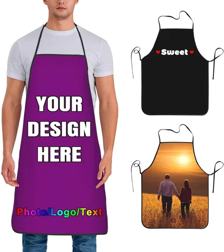 Vista 11 de Delantal de chef personalizado para hombres y mujeres, para cocinar, con nombre, logotipo, foto, regalos de cocina para familiares y amigos