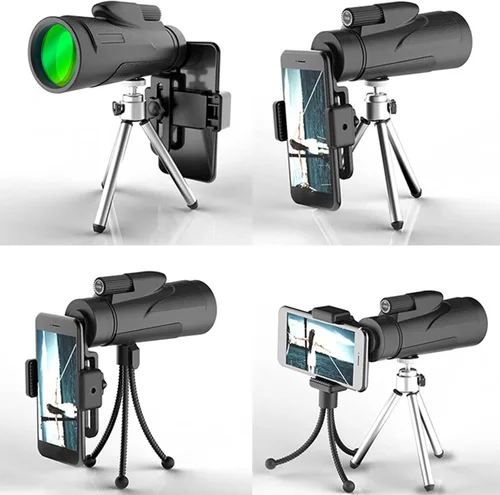 Vista 6 de Telescopio monocular de 12 x 50 con adaptador para teléfono inteligente y trípode, monocular para observación de aves, telescopio de observación