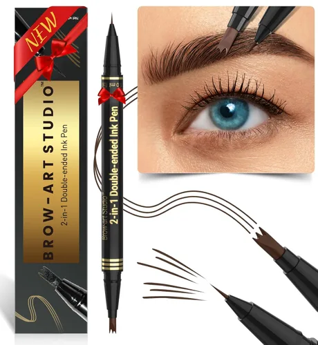 Vista 8 de iMethod Lápiz de microblading para cejas - Lápiz para cejas 2 en 1 de doble punta con aplicador de punta de micro-horquilla de 3 puntas y punta