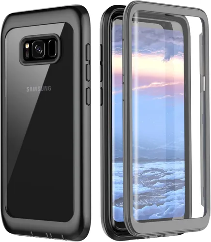 Vista 9 de Funda para Samsung Galaxy S8, carcasa de cuerpo completo con protector de pantalla integrado, delgado, transparente, absorbente de golpes, a prueba