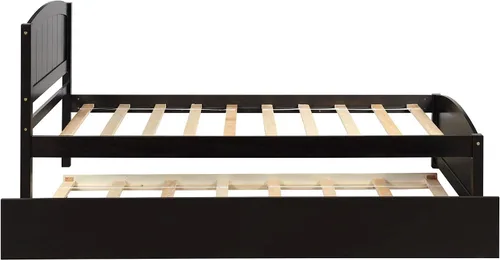 Vista 5 de Harper & Bright Designs Base de cama individual con nido, cama individual de madera con cabecero, cama de plataforma de tamaño individual con nido