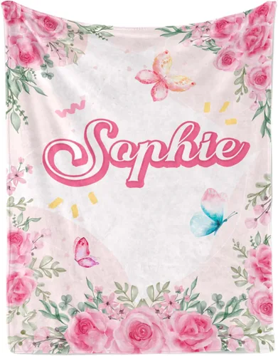 Vista 22 de Manta de bebé personalizada, manta con nombre personalizado para niños, bebés y adultos, mantas con animales personalizadas para niñas, niños