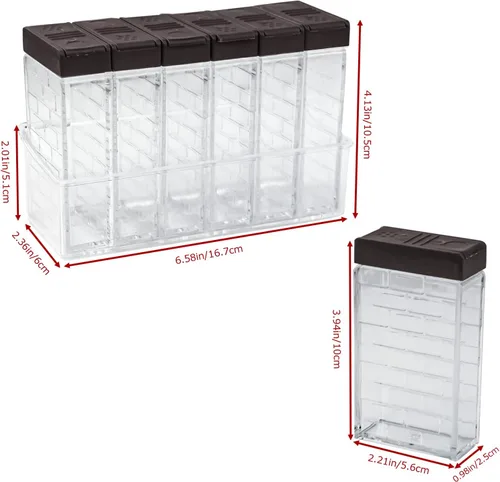 Vista 3 de Jucaifu 6 frascos para especias cocteleras, salero y pimentero, dispensador de especias de plástico, salero, caja agitadora de condimentos, juego