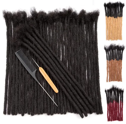 Vista 24 de DAIXI 0.2cm y 0.4cm y 0.6cm y 0.8cm de grosor 4-18 pulgadas 10 hebras extensiones de rastas de cabello humano 100% real para hombres/mujeres