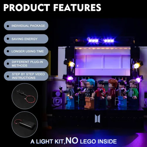 Vista 4 de BrickBling Kit de luces LED compatible con Lego BTS Dynamite 21339, luces creativas compatibles con Lego 21339, para fanáticos de BTS