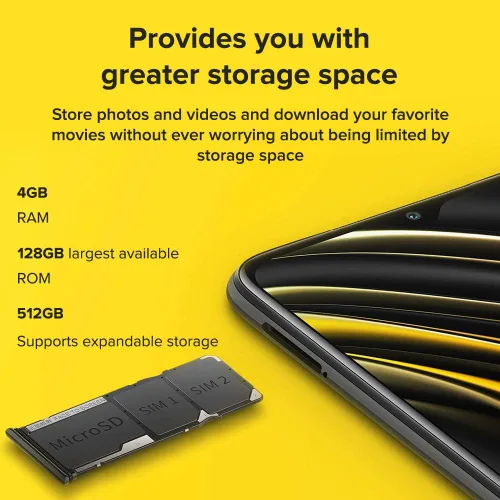 Vista 6 de Xiaomi POCO M3 Smartphone, 4 GB + 64 GB, 6.53 "FHD + Ampio 1080P FHD + Pantalla 49 MP, cámara Tripla, batería de 6000 mAh, Doppi Altoparlanti, Jack