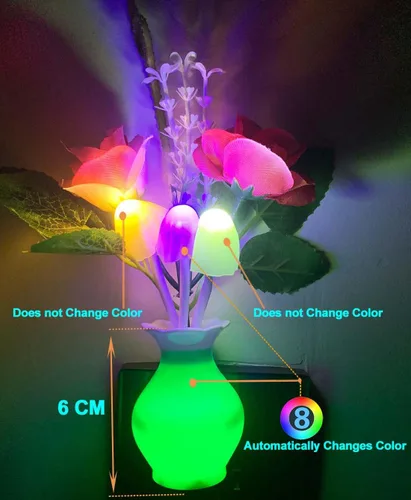 Vista 2 de 4 luces LED de noche enchufables con sensor de atardecer a amanecer, 7 cambios de color, lámparas de pared enchufables para niños adultos