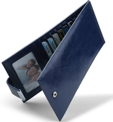 Vista 3 de Women's Genuine Leather Credit Card Holder RFID Long Zipper Purse Wallet