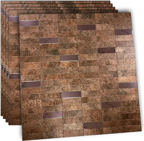 Vista 13 de XUANINY Azulejos de Mosaico de Aluminio Autoadhesivos para Despegar y Pegar, Pegatinas de Azulejos de Pared para Salpicadero de Cocina