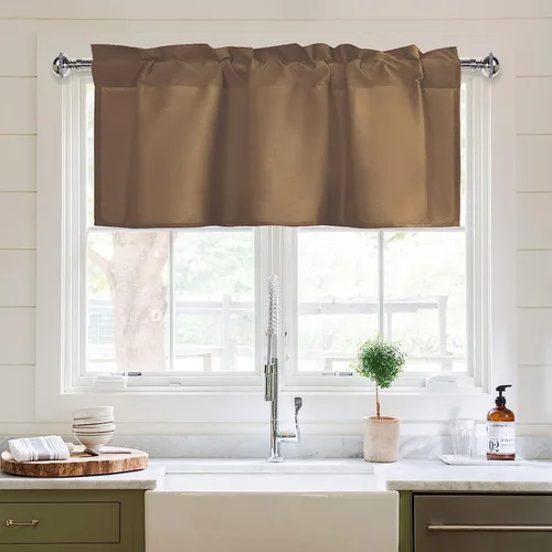 Vista 33 de XWZO Cortinas de cenefas de cocina para ventanas, sala de estar, dormitorio, baño, cubiertas superiores, estilo granja rústico, comedor, aislamiento