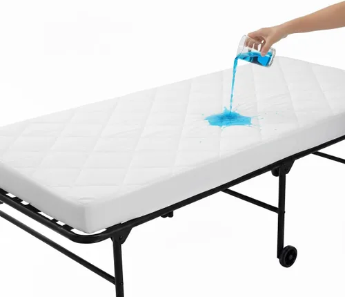 Vista 4 de Protector de colchón de tamaño cuna impermeable, acolchado de algodón suave, protector de colchón acolchado ajustable se adapta a literas estrechas