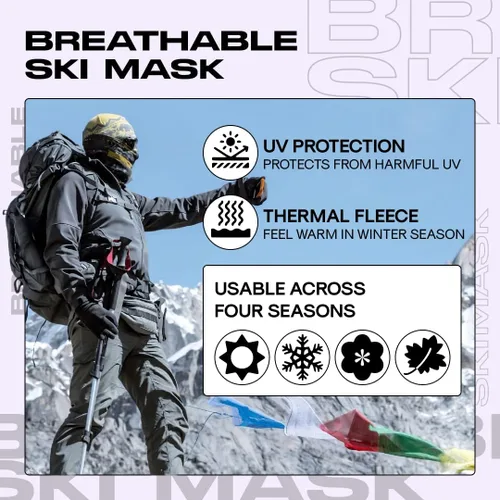 Vista 4 de Máscara de esquí de anime con diseño Pasamontañas púrpura Cm negro A verano Skii y máscaras de invierno para hombres y mujeres, cubierta facial