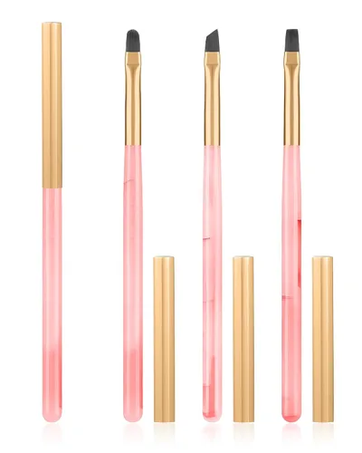 Vista 13 de 3 piezas de brochas de limpieza de arte de uñas, brochas de uña redondas/anguladas/planas resistentes a la acetona para remover esmalte de gel