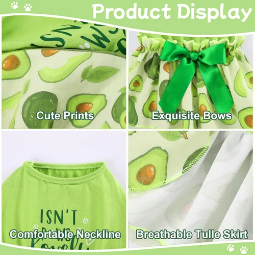 Vista 4 de Yikeyo Vestido de perro para primavera y verano, ropa de perro para perros pequeños, falda para perros pequeños, vestidos de cachorro, vestido