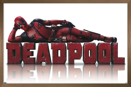 Vista 15 de Marvel Deadpool Legacy - Póster de pared acostado, 22.4 pulgadas de largo x 14.7 pulgadas de ancho, versión enmarcada de madera de granero